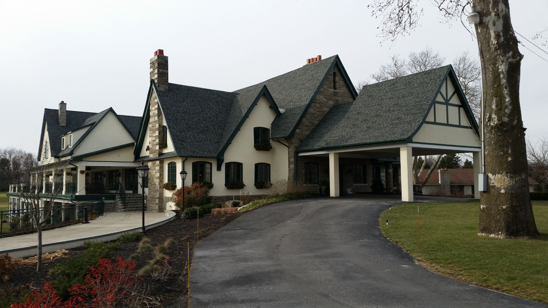 A commercial roofing project with complex peaks and Gablet roof slopes